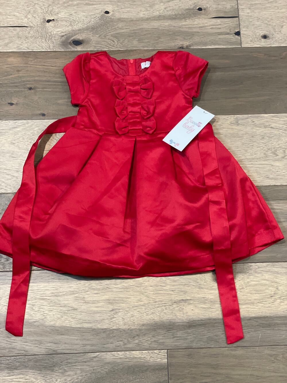 Biscotti Baby Ruffled Satin Holiday Dress Toddler Girl 24M Red